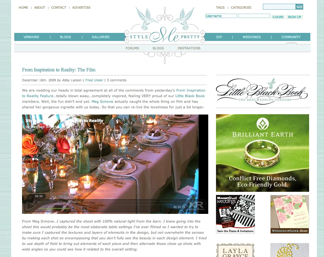 Style Me Pretty Inspiration to Realty The Film