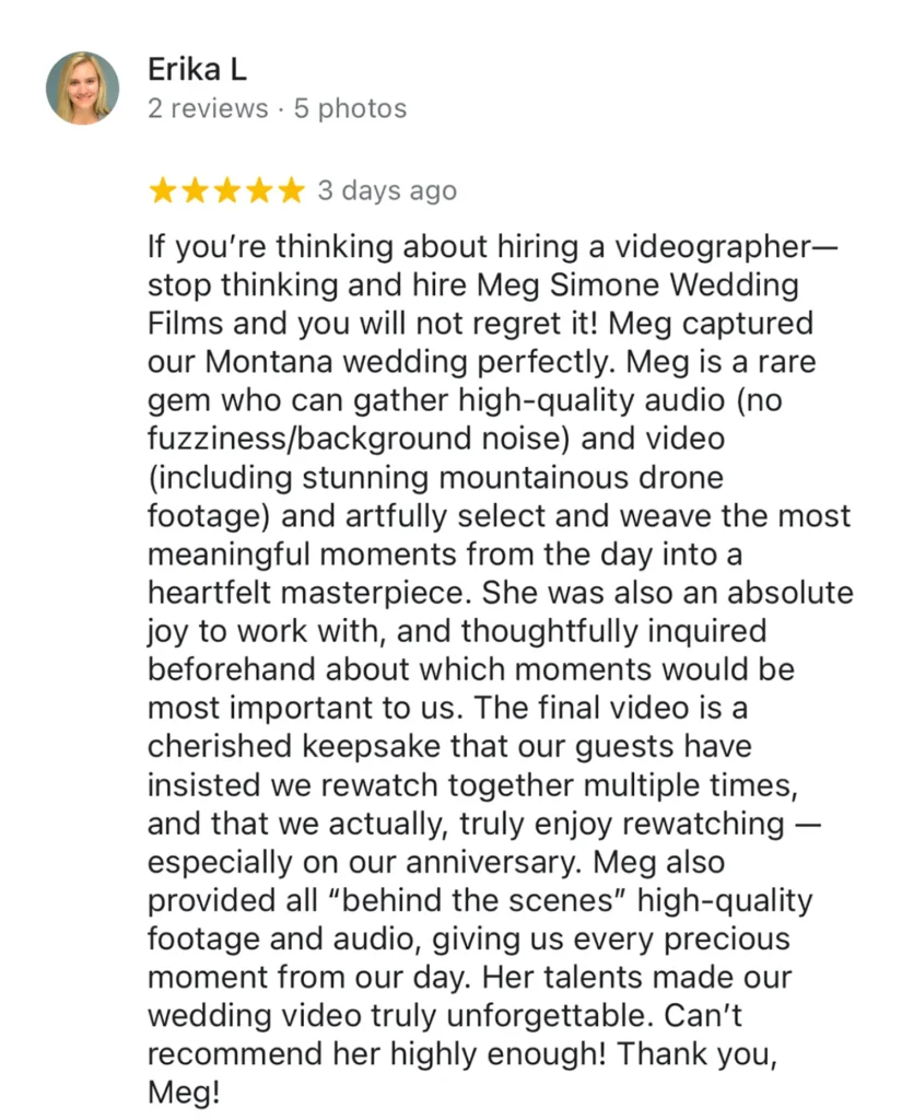 Montana Wedding Film Testimonial