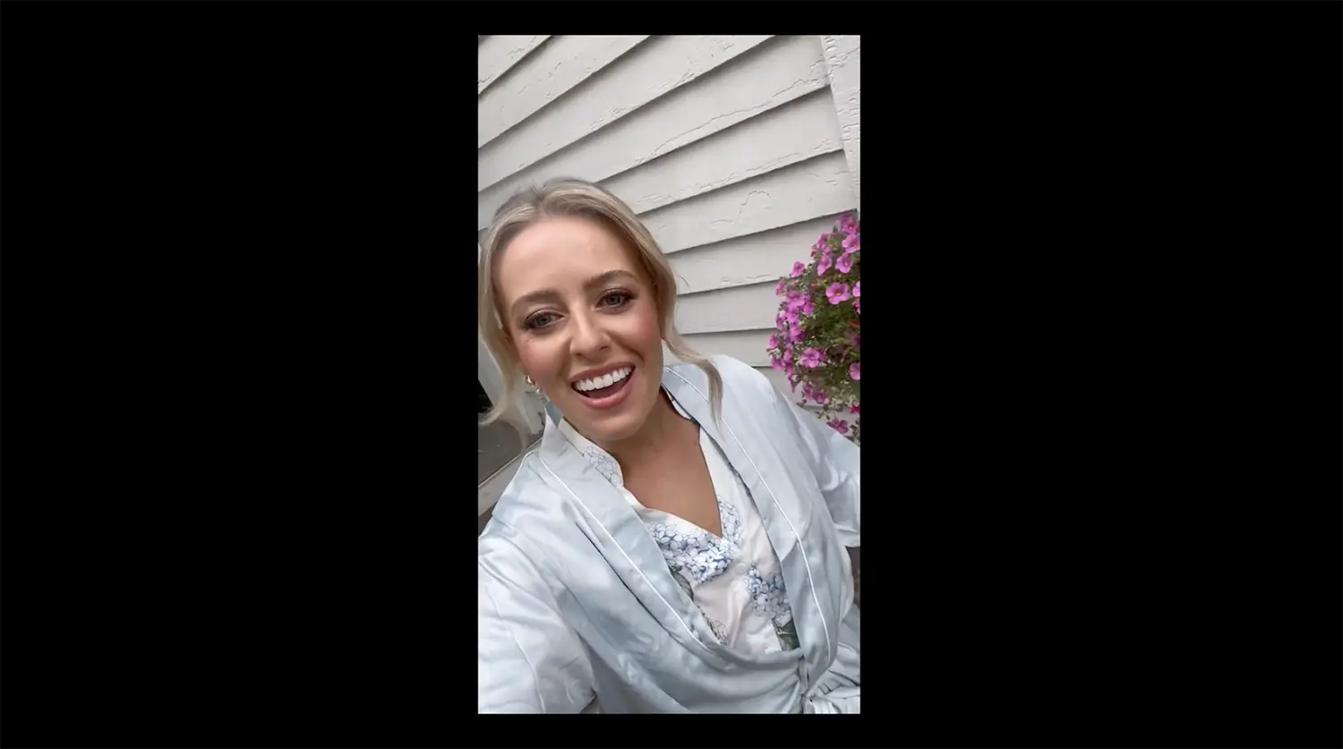 Content creator capturing iPhone video interviews with wedding guests