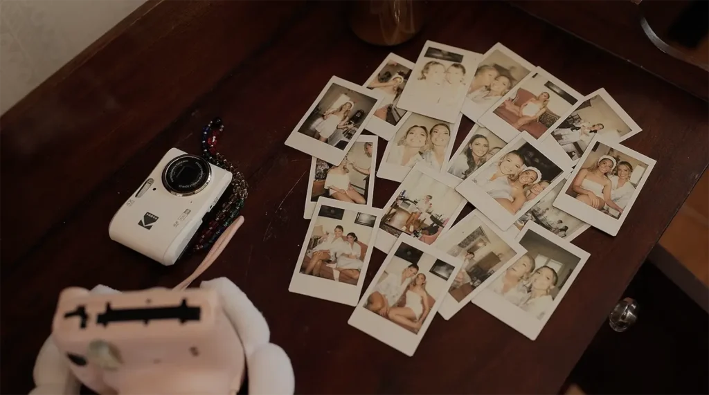 Polaroid camera images from wedding day
